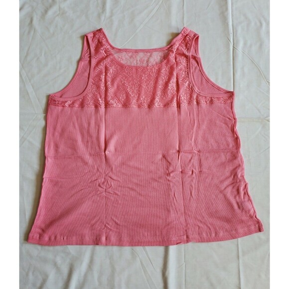 Dreams Co. Tank Top Womens Size 3 X Pink Sleeveless Lace Ribbed on the back New - Picture 2 of 5